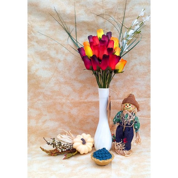 2 Dozen Dark Fall Harvest Colors Yellows, Oranges, Reds The Original Wooden Rose - Picture 3 of 8